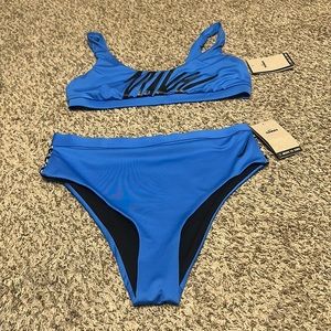 NIKE WOMEN’S Bikini Set: LOGO TOP & Sneakerkini Bottom: BLUE: NWT: SZ L